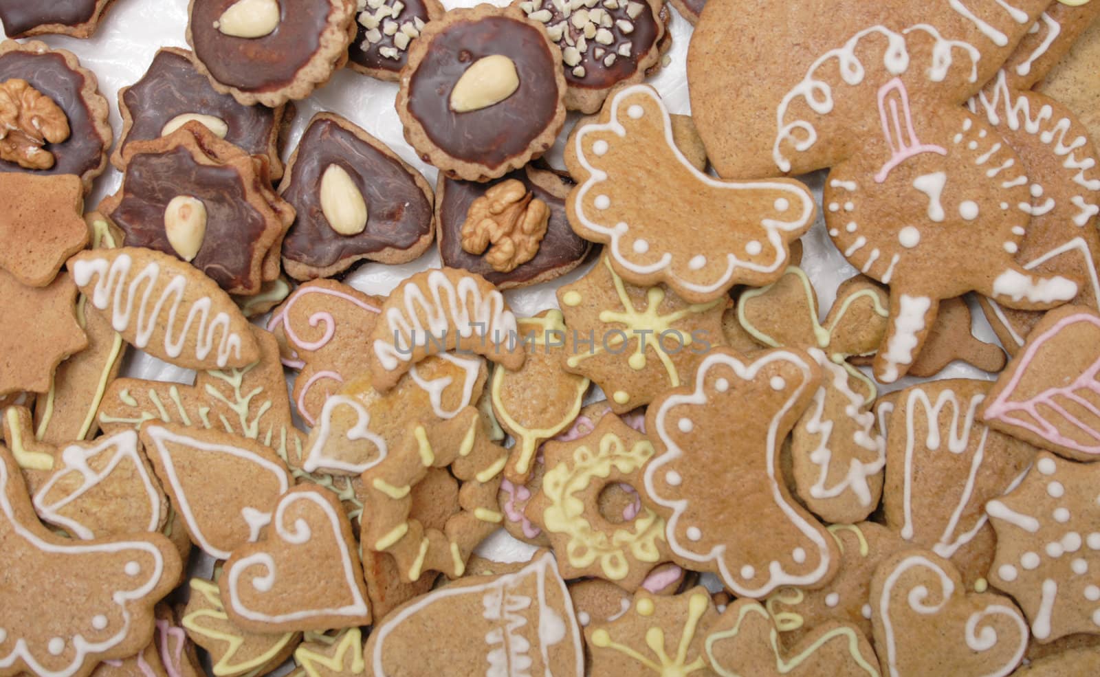traditional czech christmas cookies as nice food background