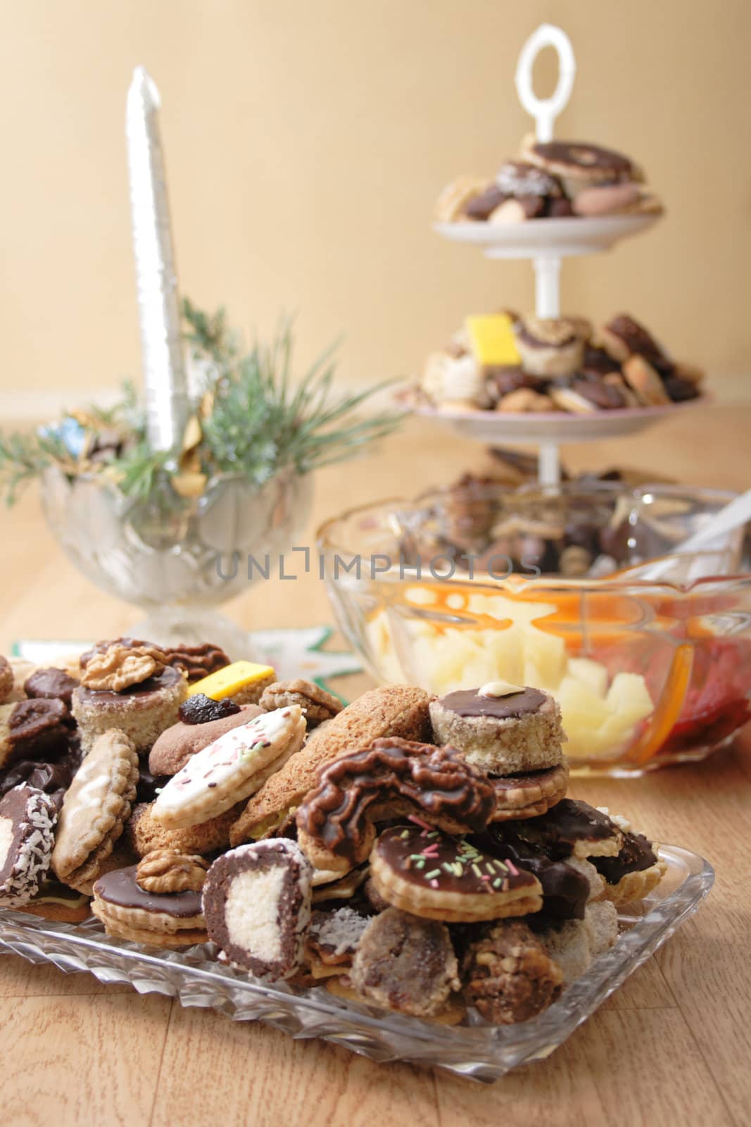 traditional czech christmas cookies as nice food background