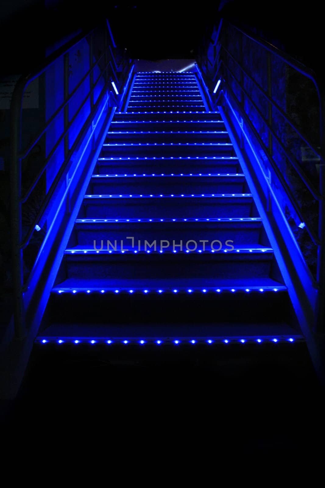 nice blue stairs in the night bar 