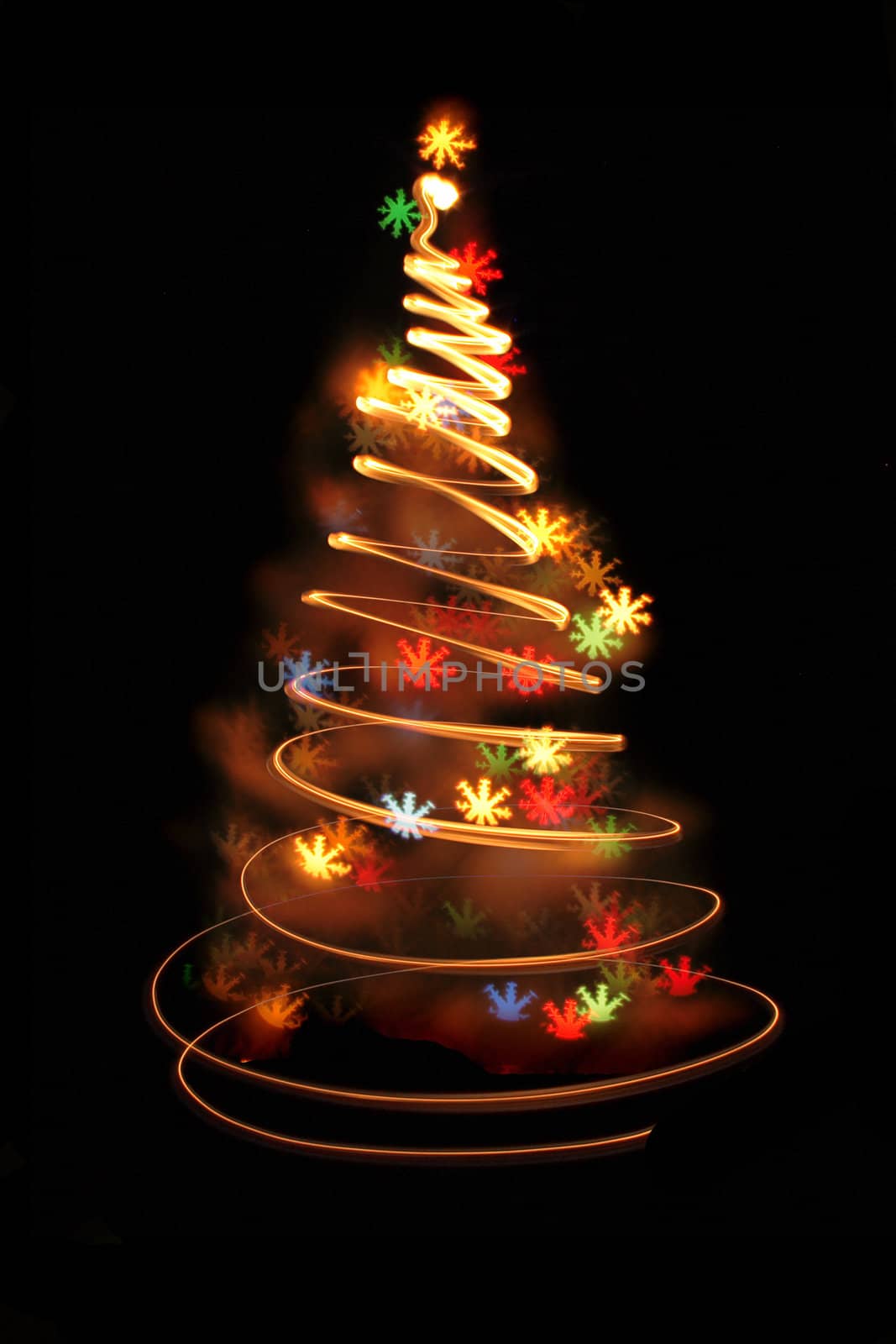 abstract color christmas tree from the light bulbs