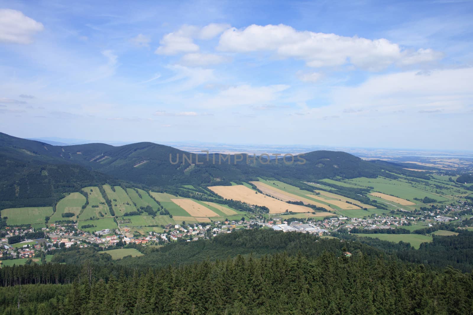 typical czech landscape with the blue sky 