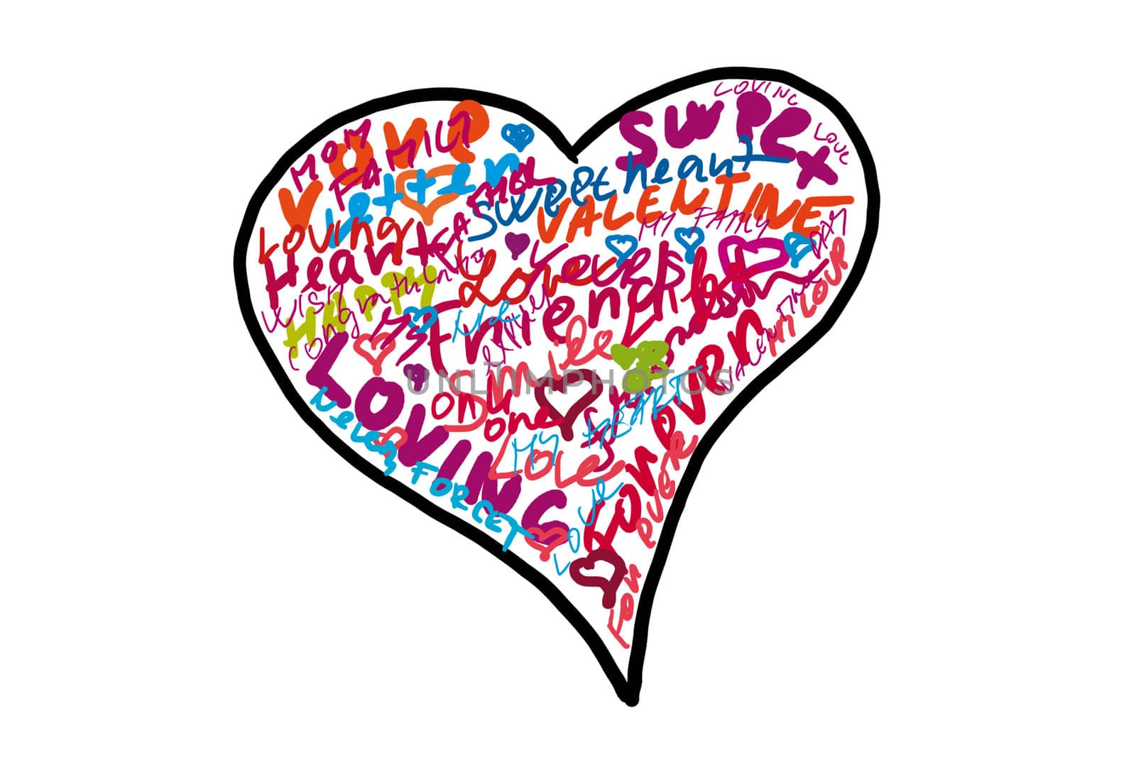valentine heart with words on the white background