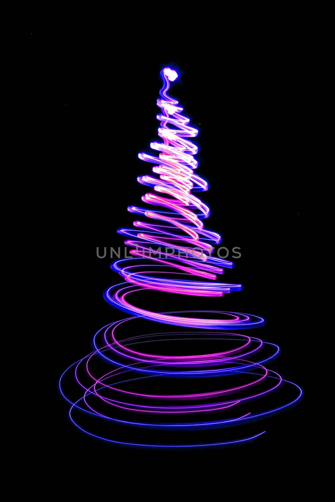 christmas tree form the color lights on the black background