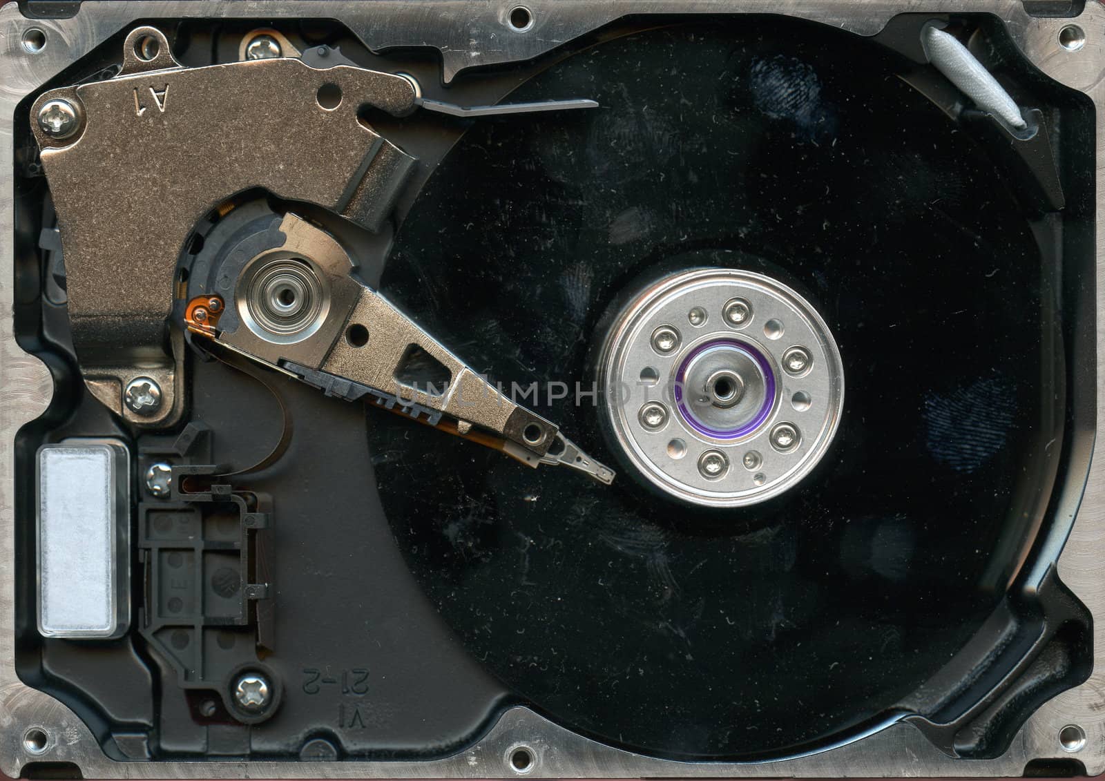 detail of hard drive as technological background