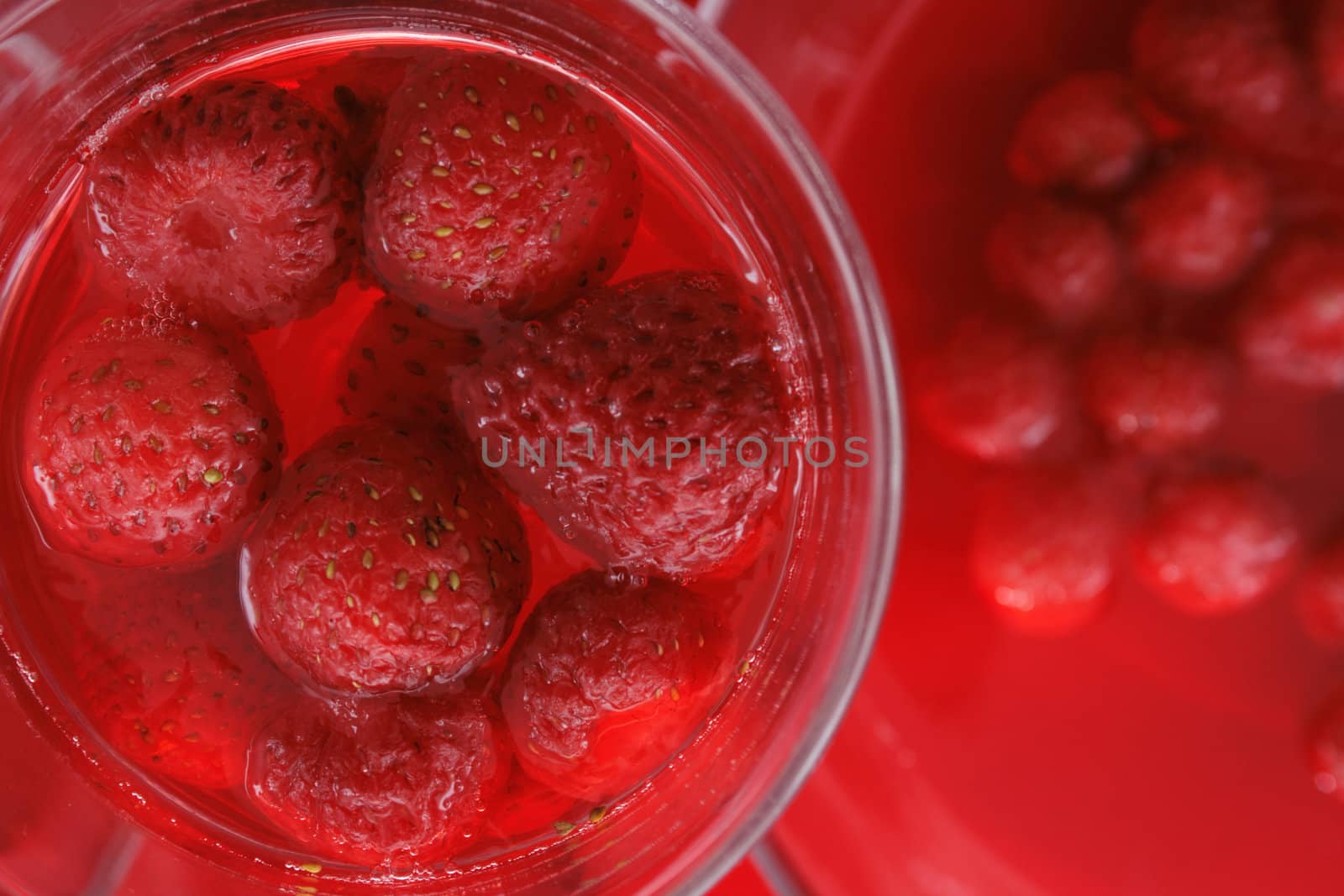 sweet strawberry background on the red background