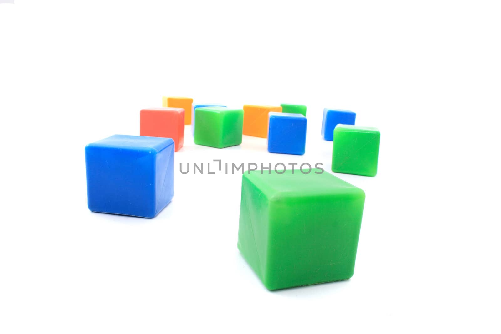 color plastic boxes isolated on the white background