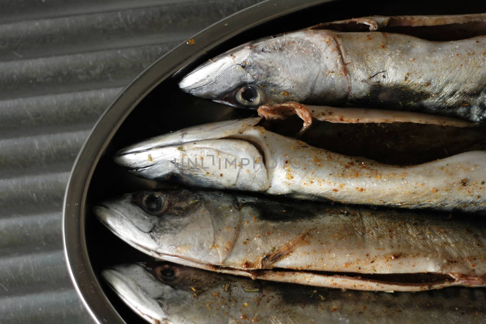 macrela fishes are being prepared for grill