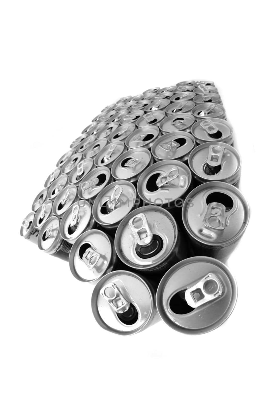 empty beer cans isolated on the white background