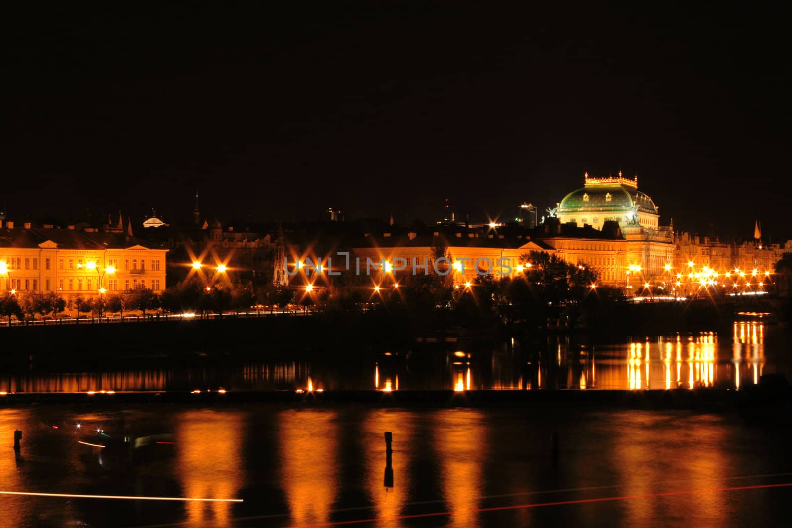 Prague in the night - old national theatre building 