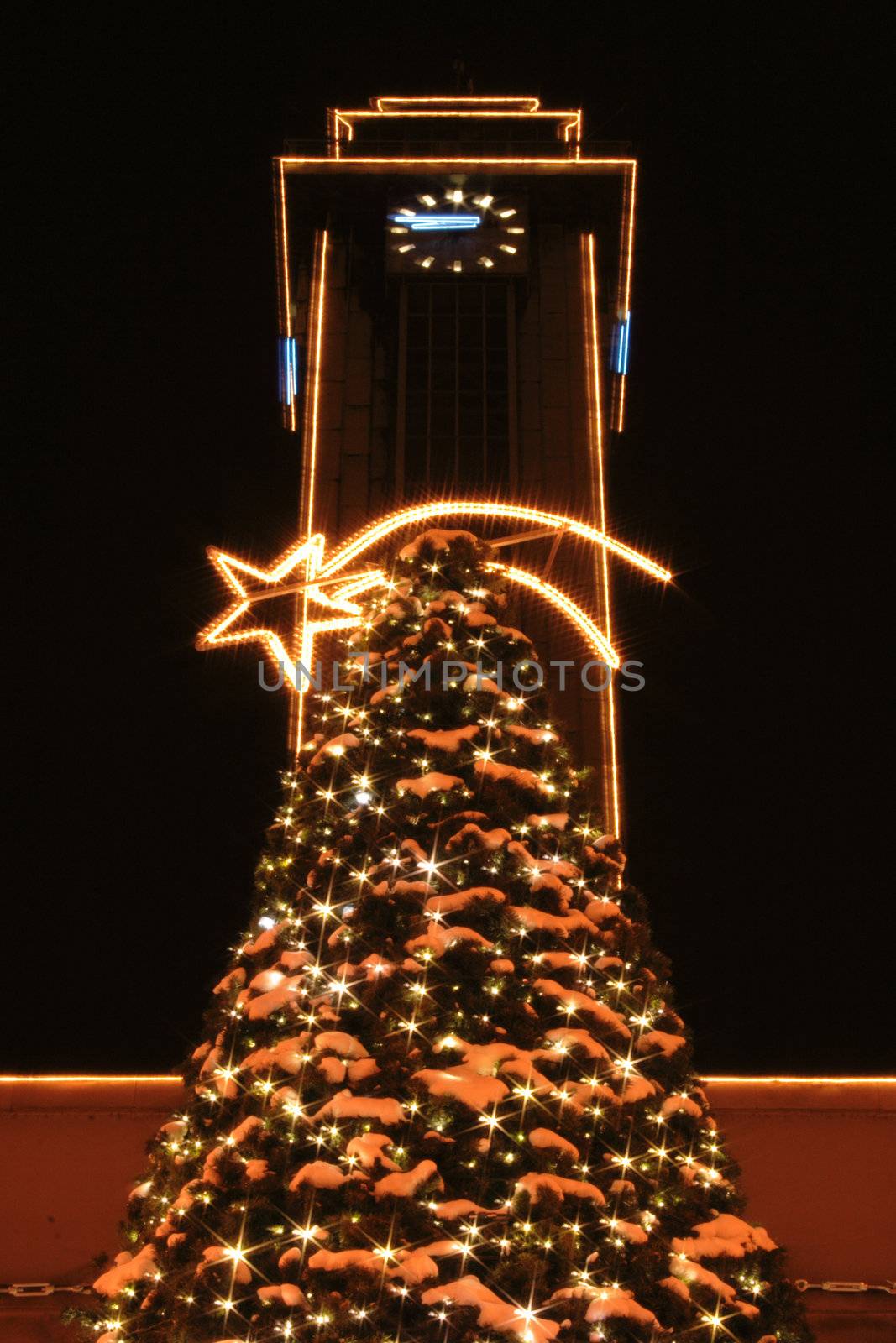 ostrava city (czech republic) in the christmas night 
