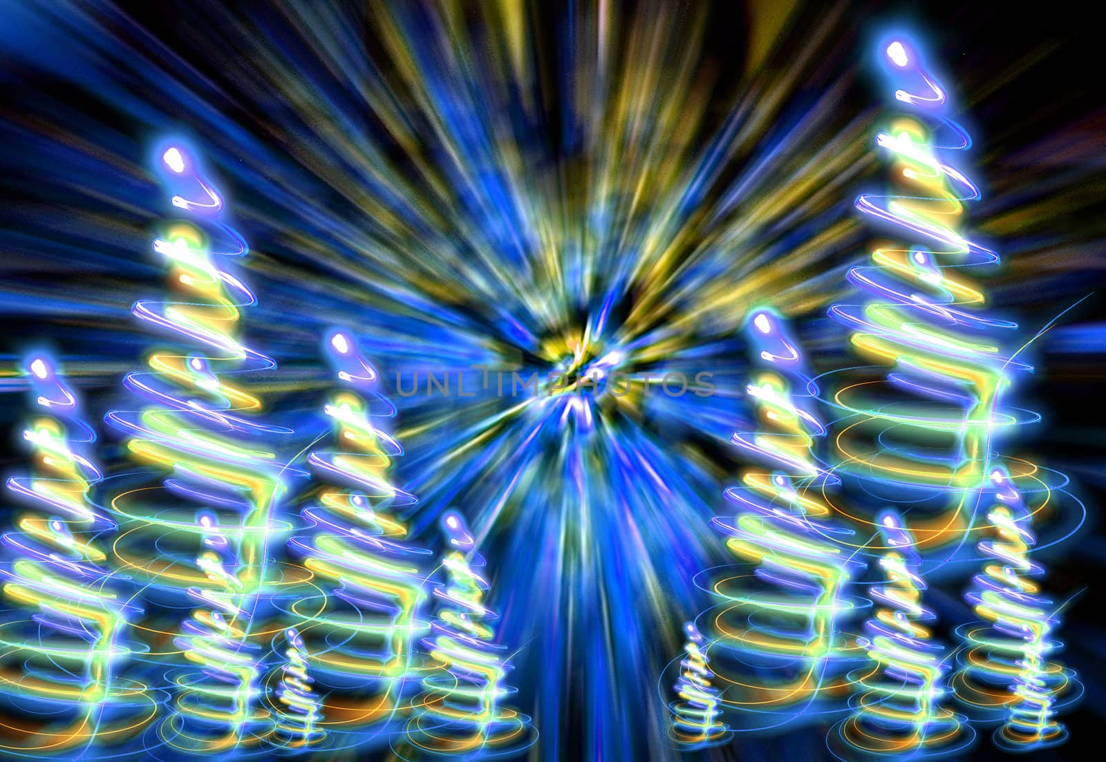 xmas forest (lights) on the black background