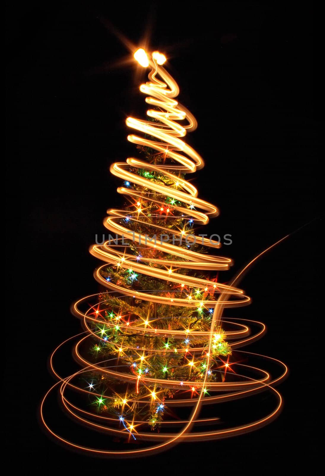 xmas tree (lights) on the black background
