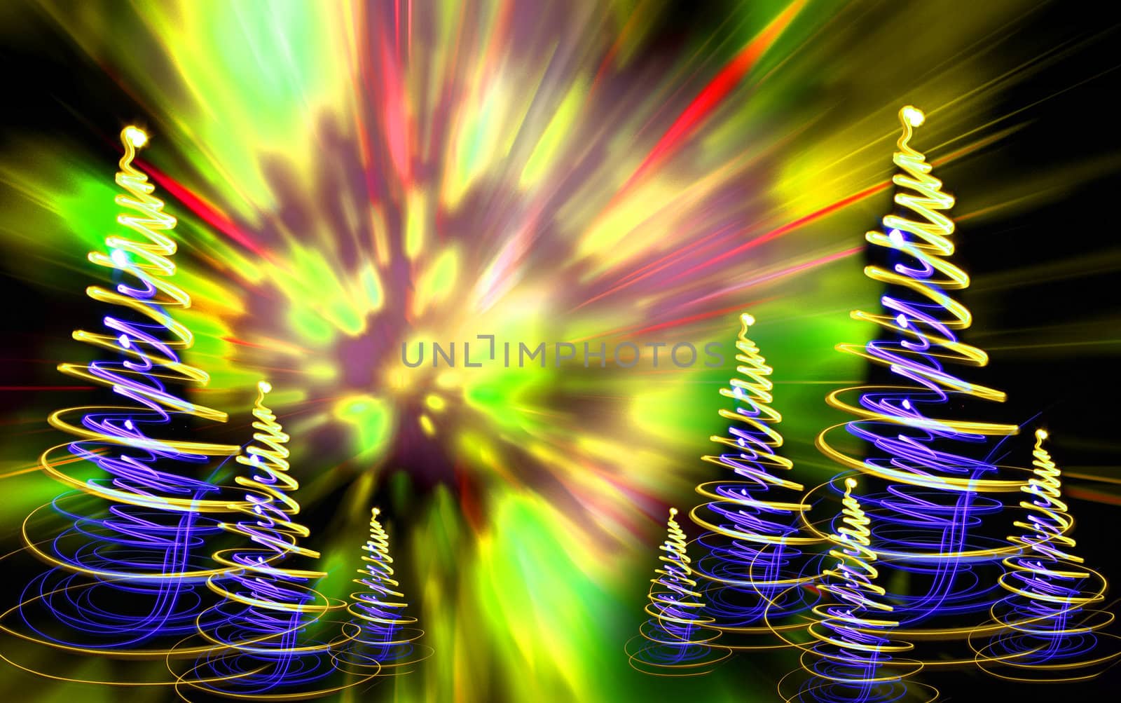 xmas forest (lights) on the black background