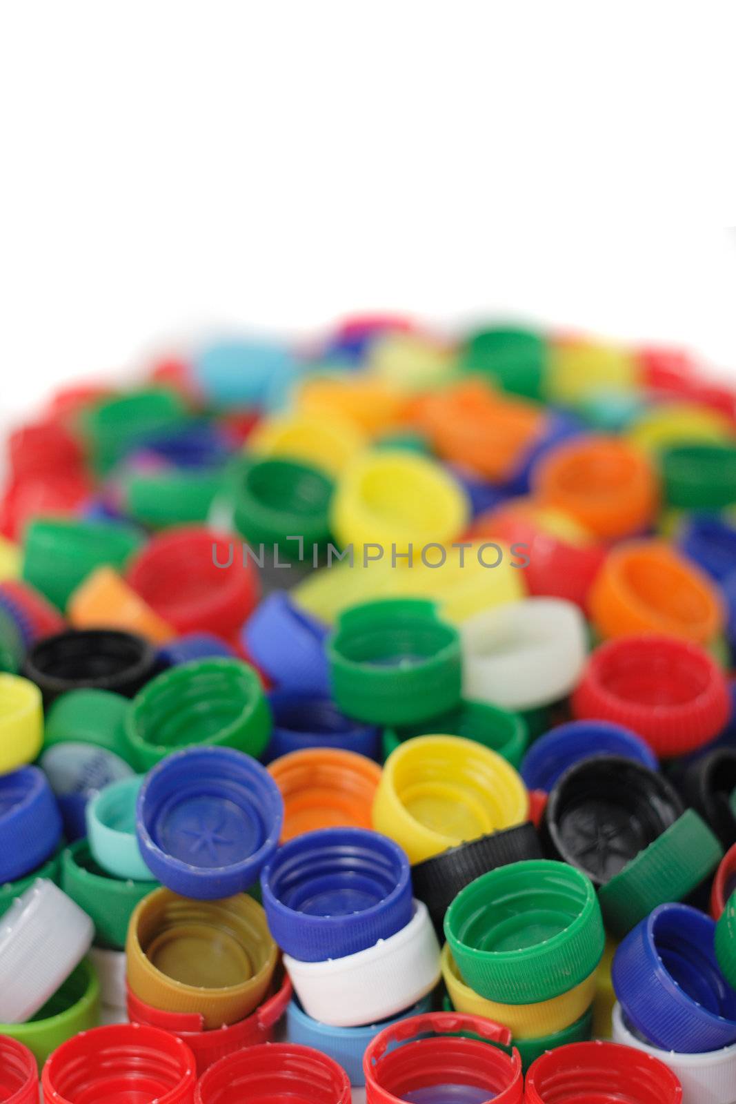 color caps isolated on the white background