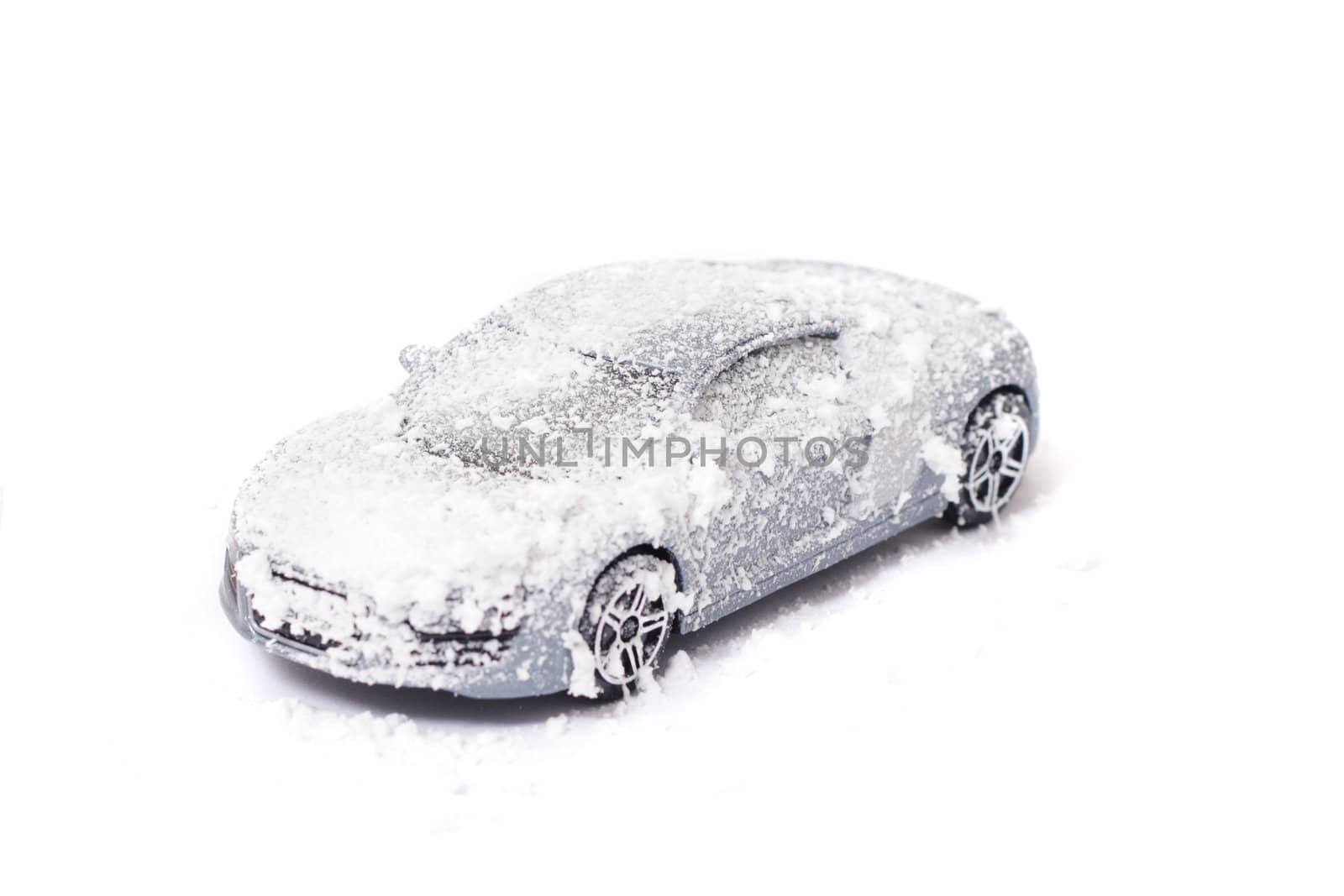 car in the snow isolated on the white background