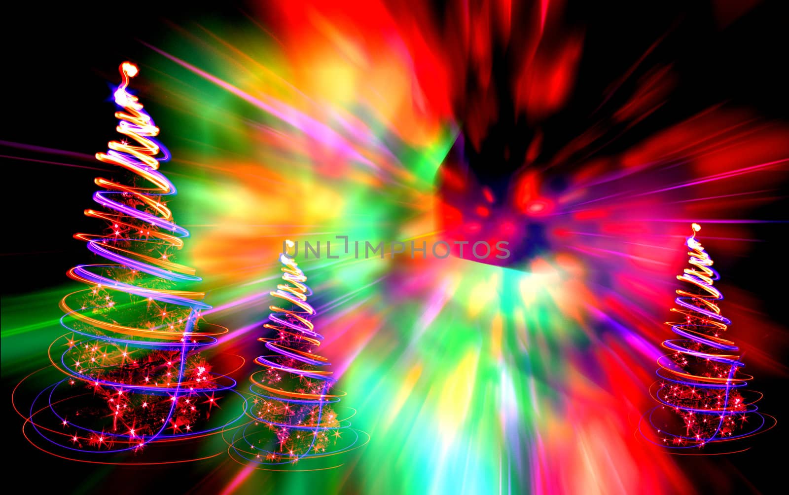 xmas trees (lights) on the color background