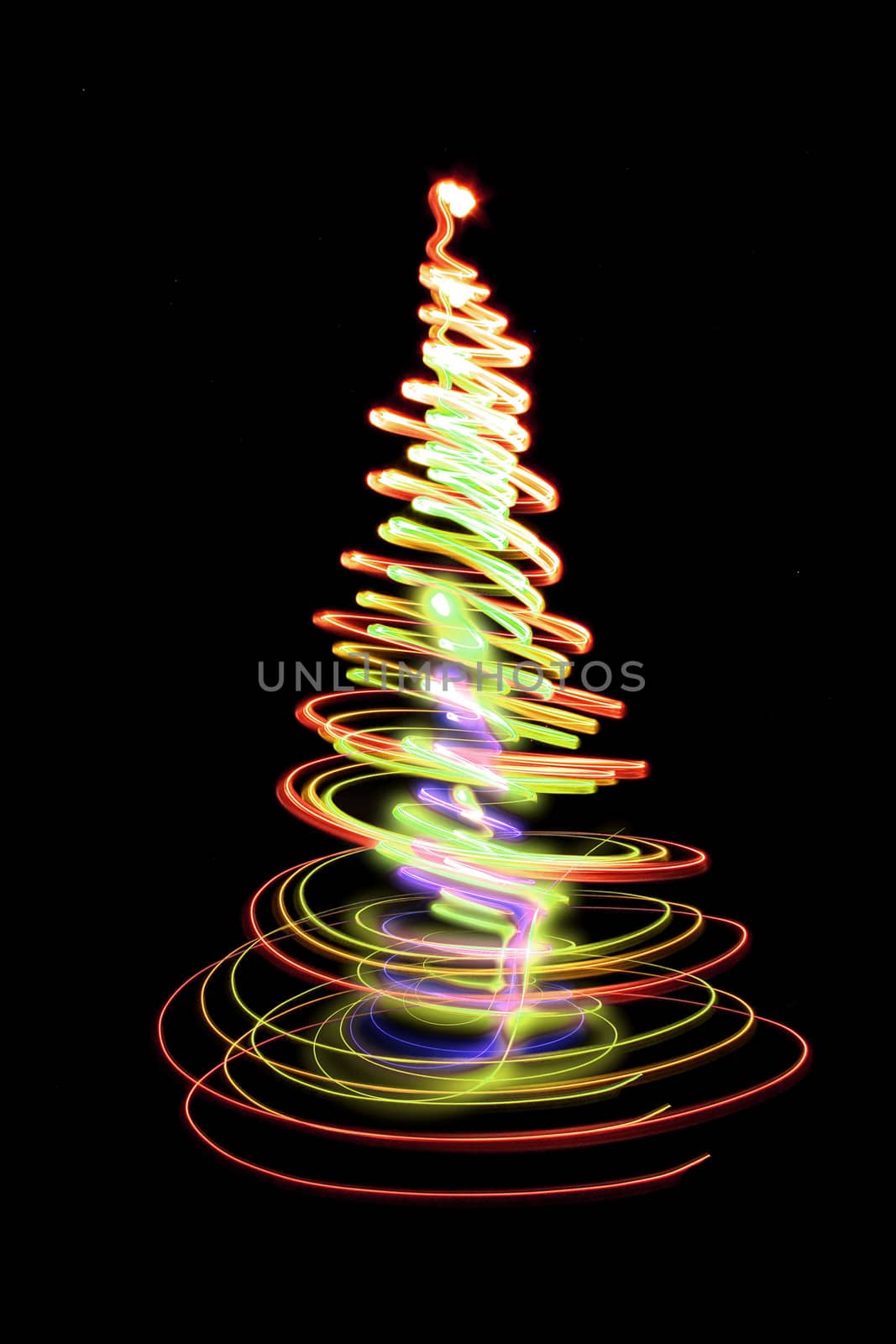 xmas tree (lights) on the black background