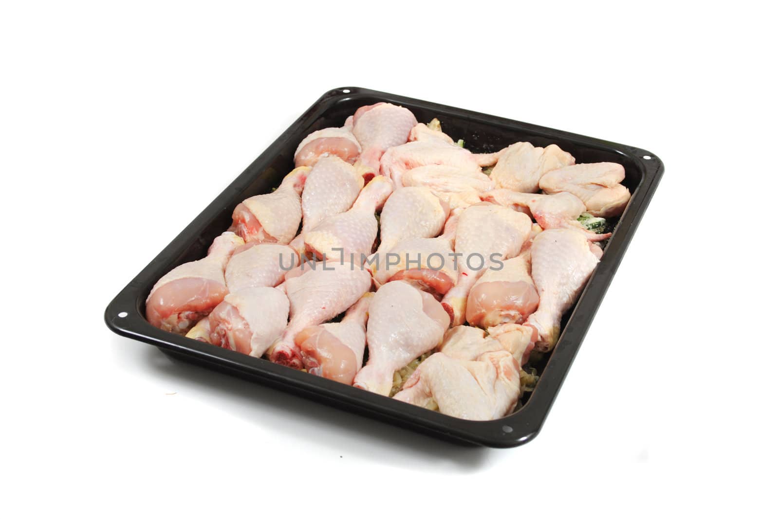 raw chicken leg isolated on the white background