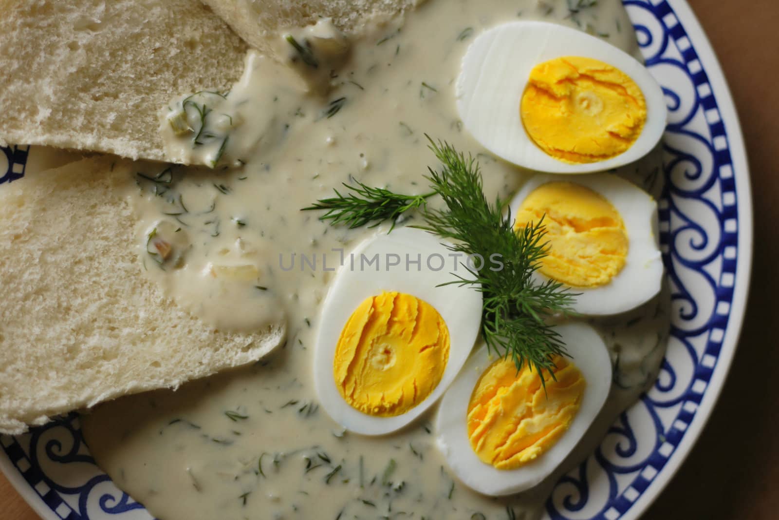 traditional czech dill sausage with fresh eggs 