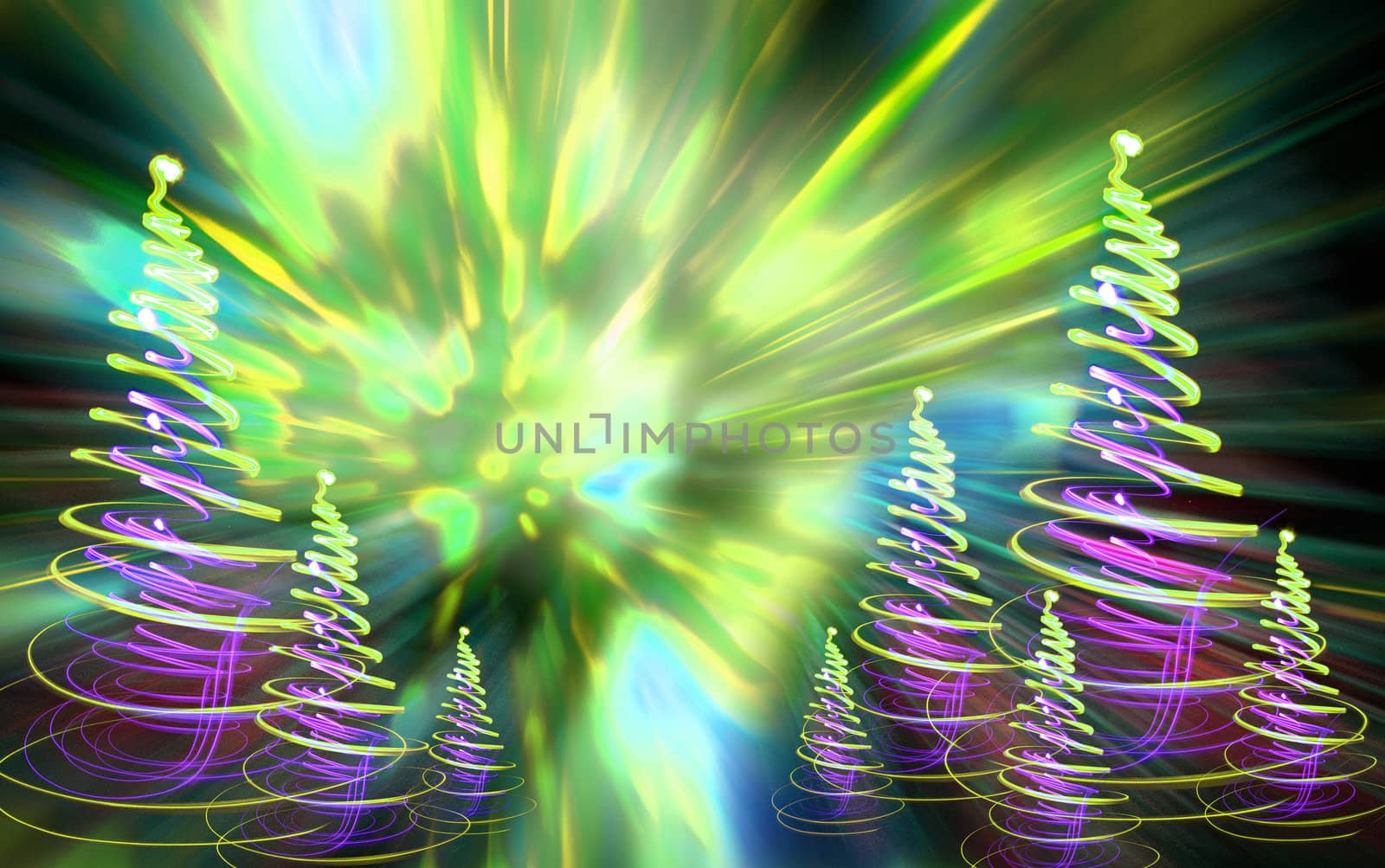 xmas forest (lights) on the black background