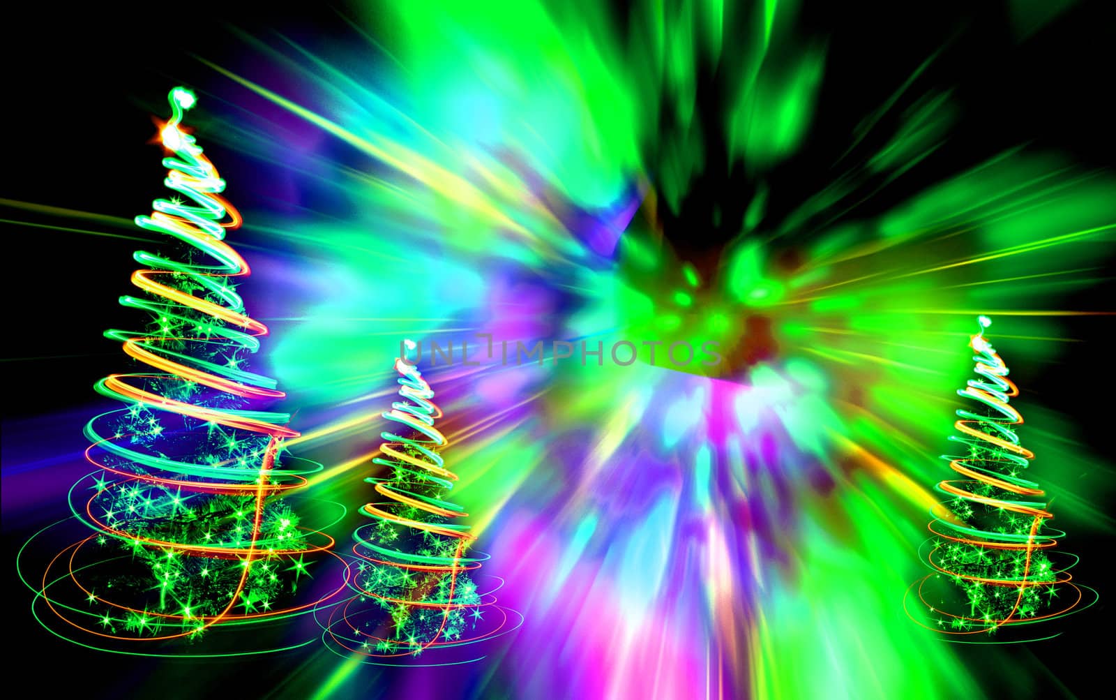 xmas trees (lights) on the color background