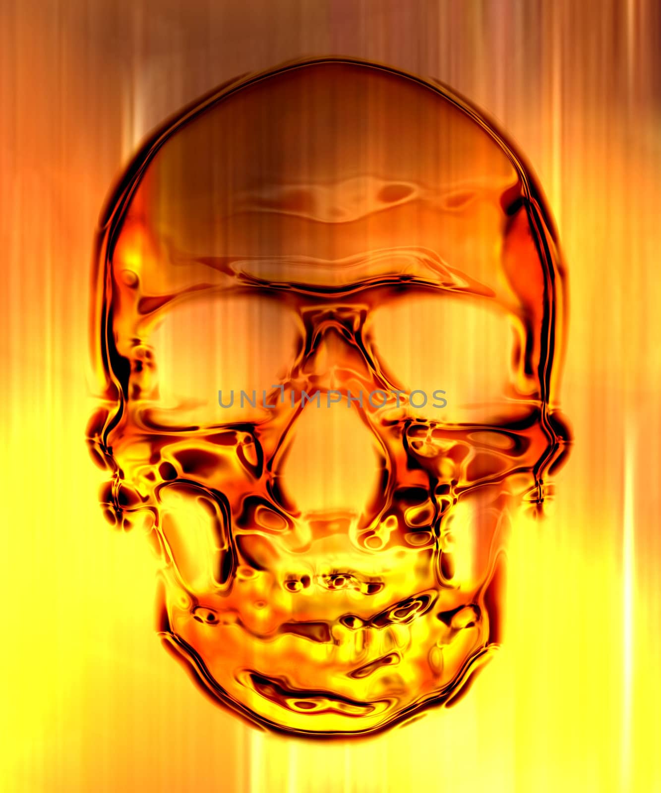 skull in on the fire background generated by the computer