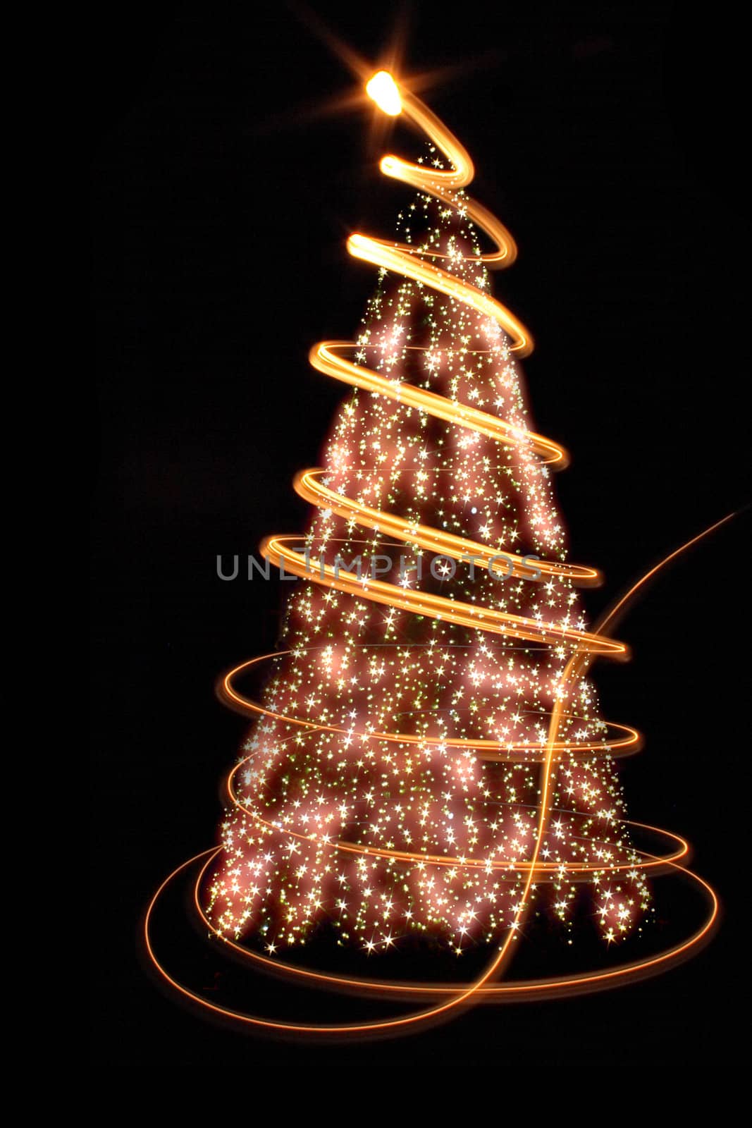 xmas tree (lights) on the black background