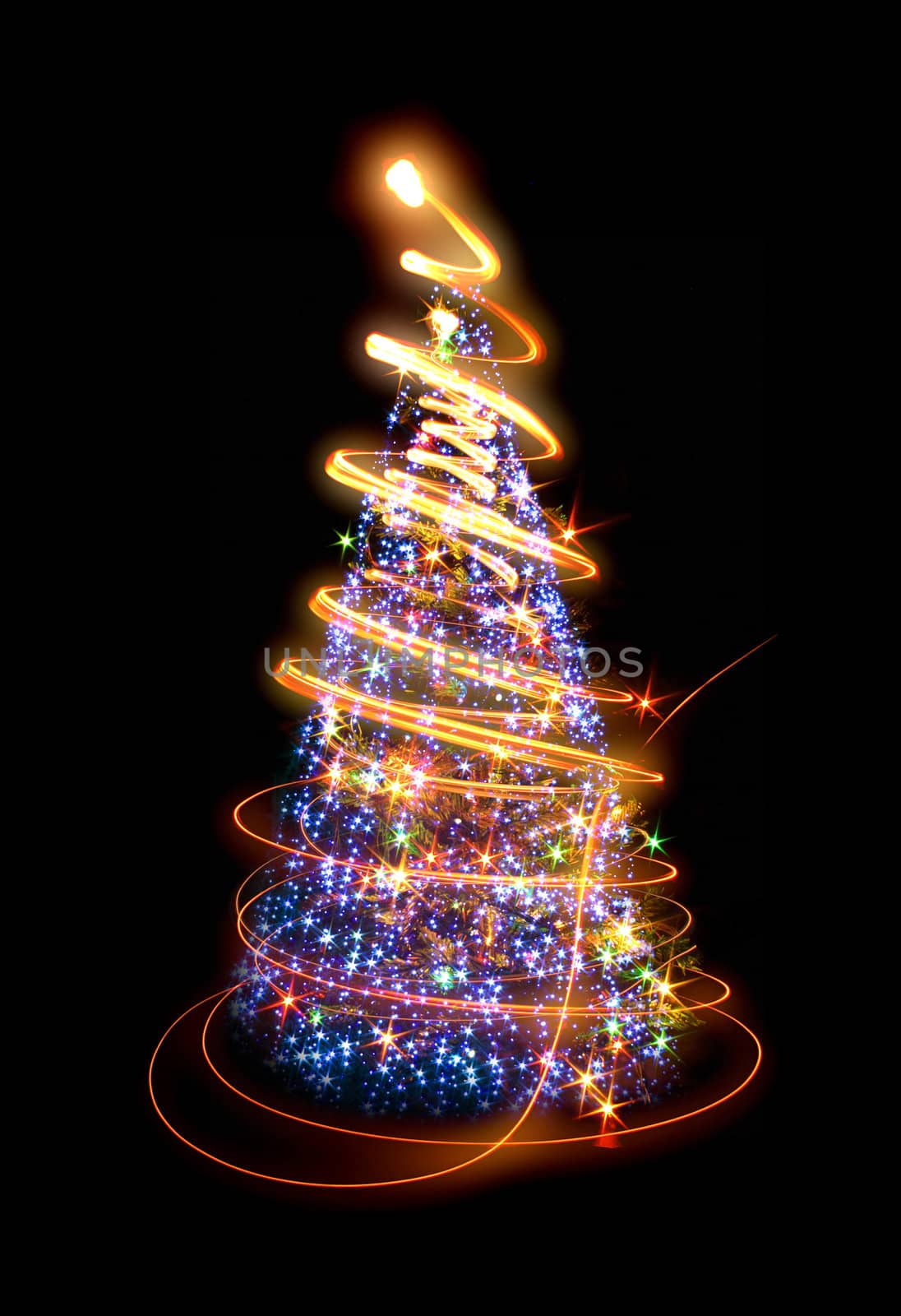 xmas tree (lights) on the black background