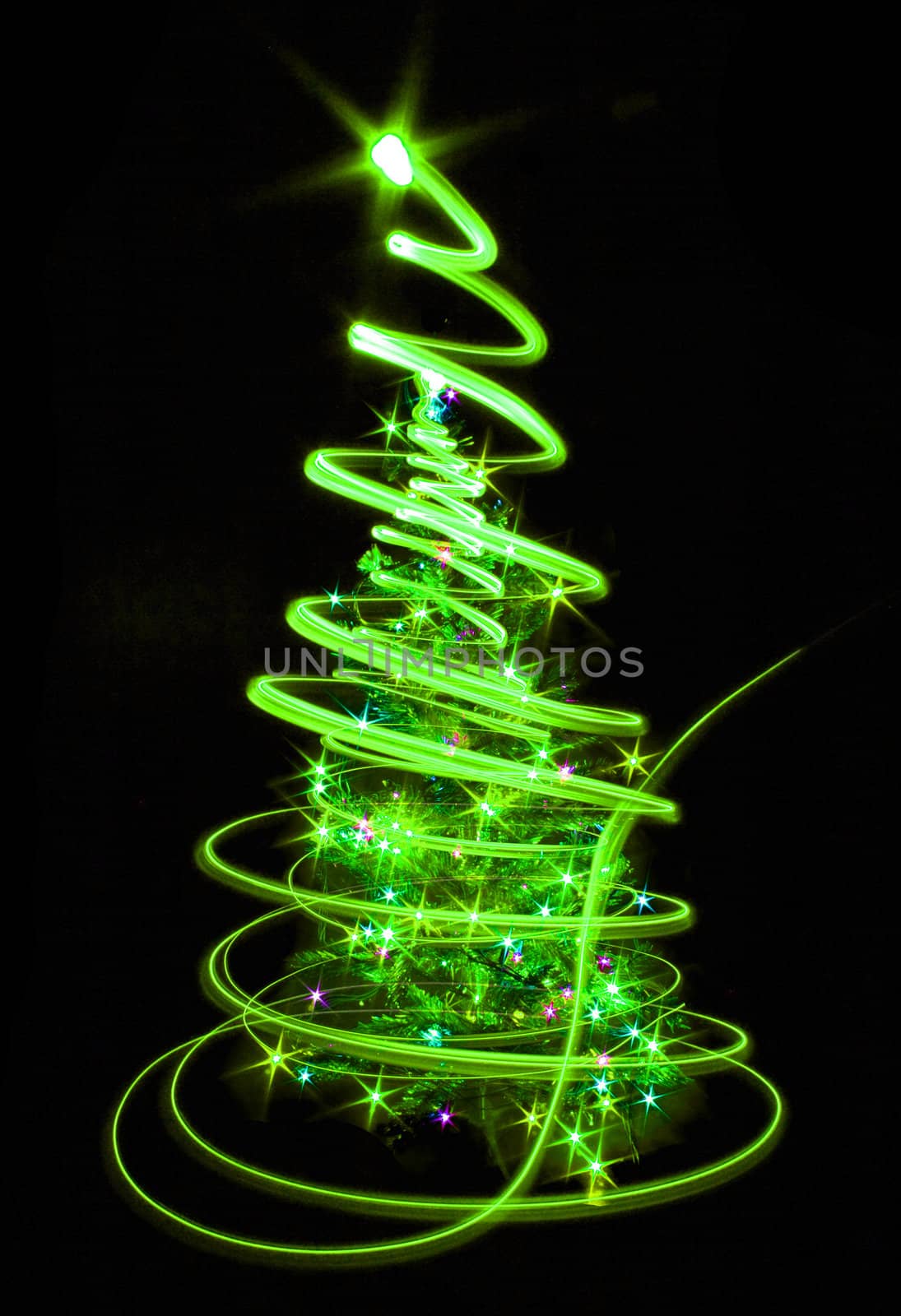 xmas tree (lights) on the black background