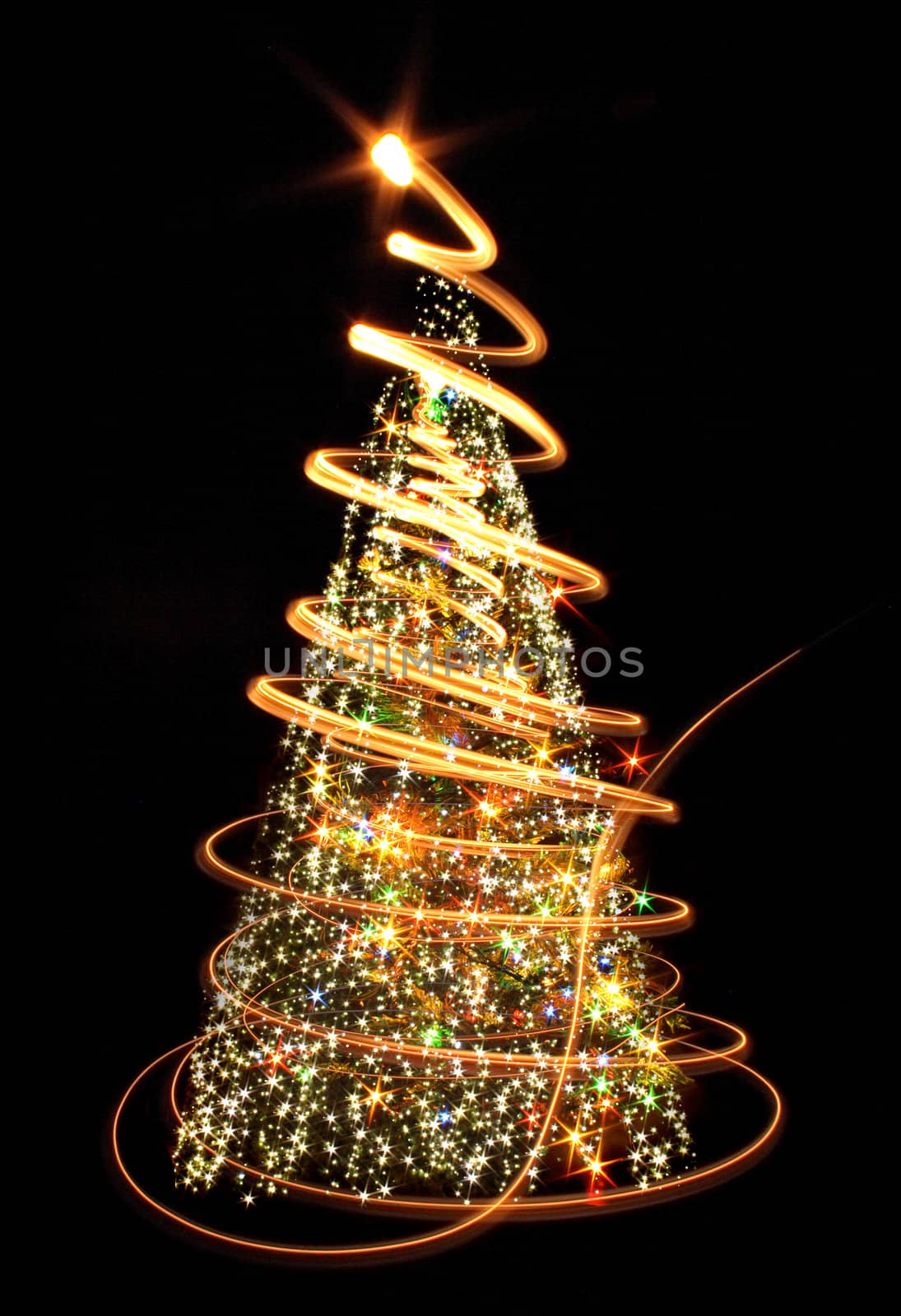 xmas tree (lights) on the black background