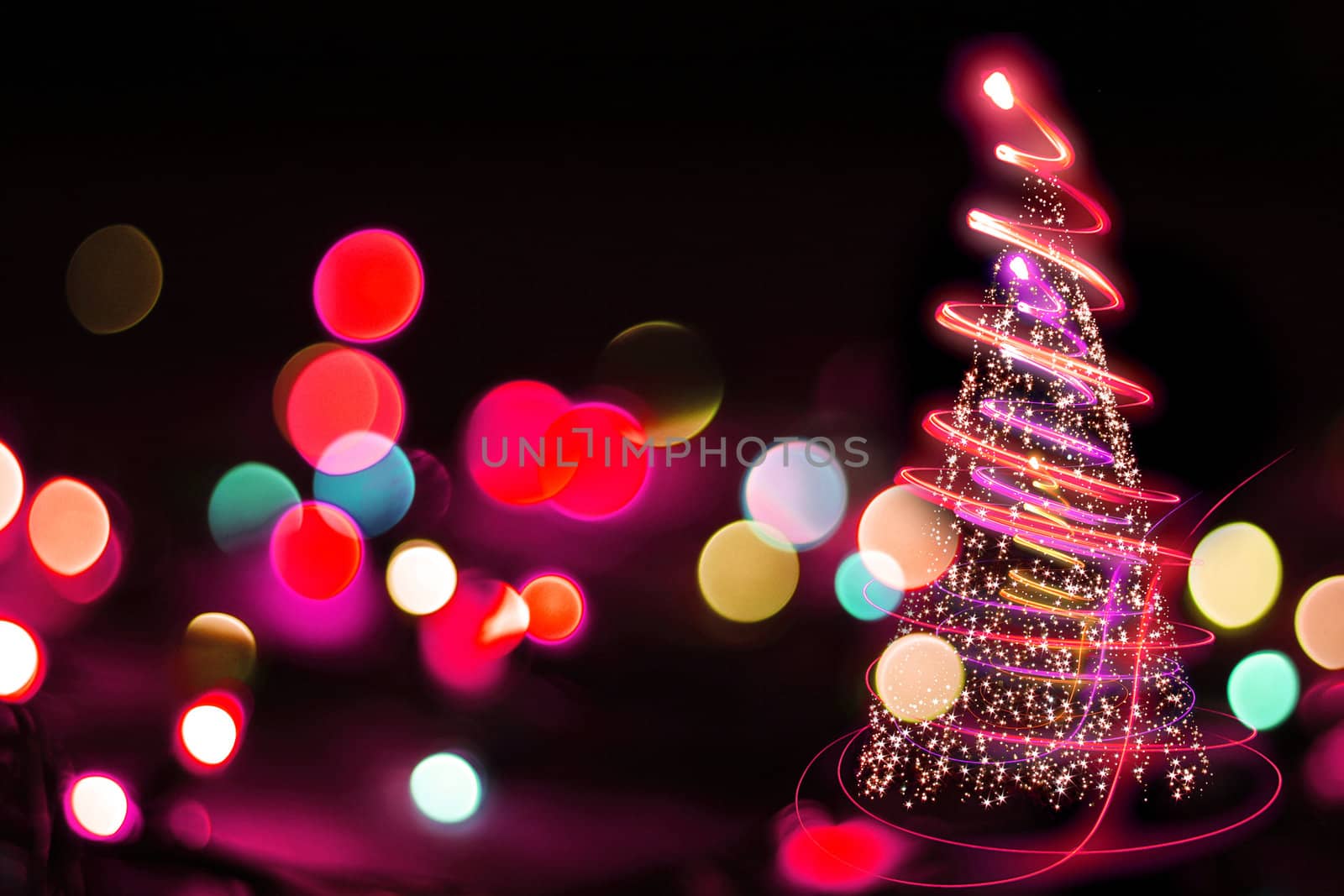 xmas tree (lights) on the black background