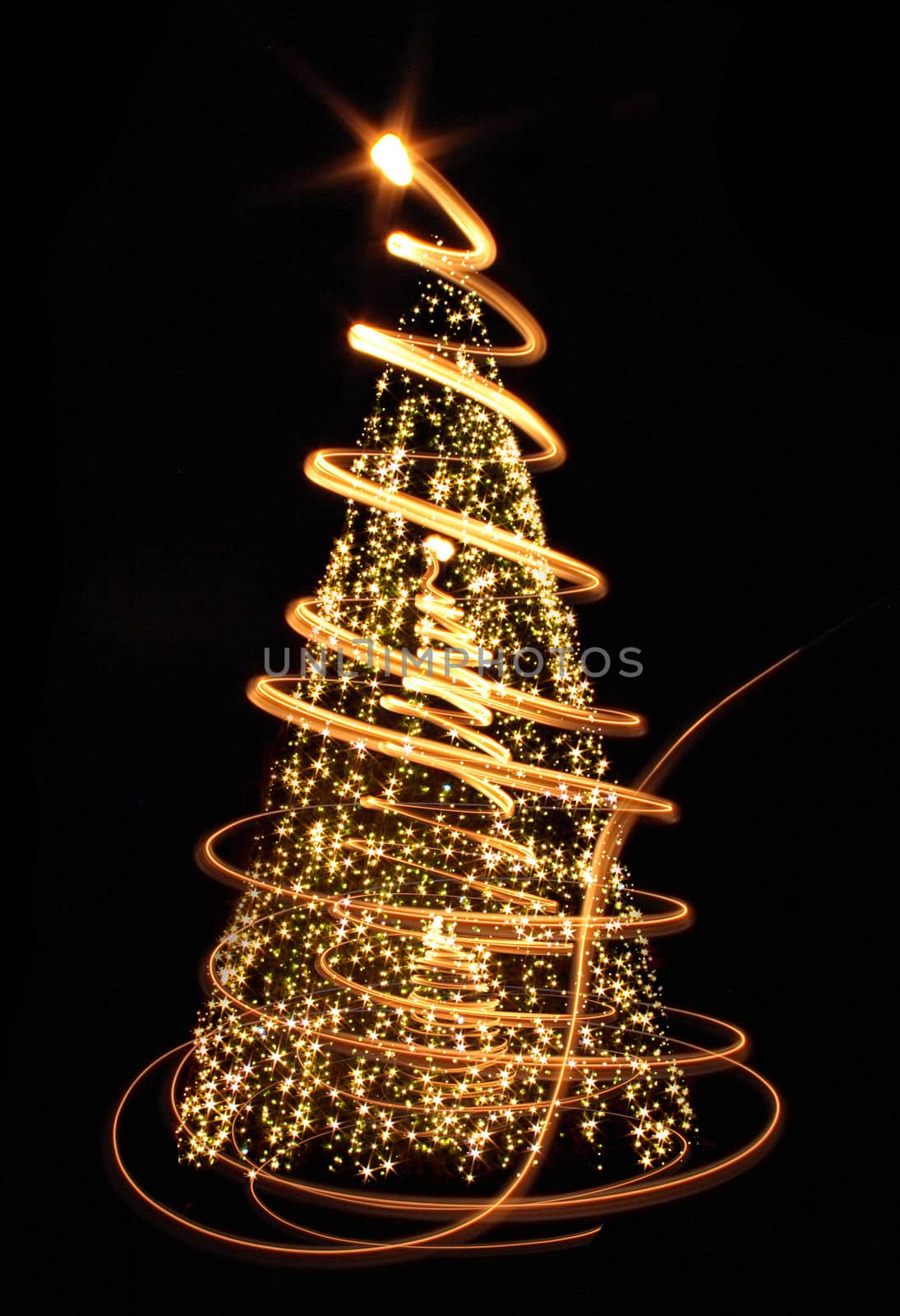 xmas tree (lights) on the black background