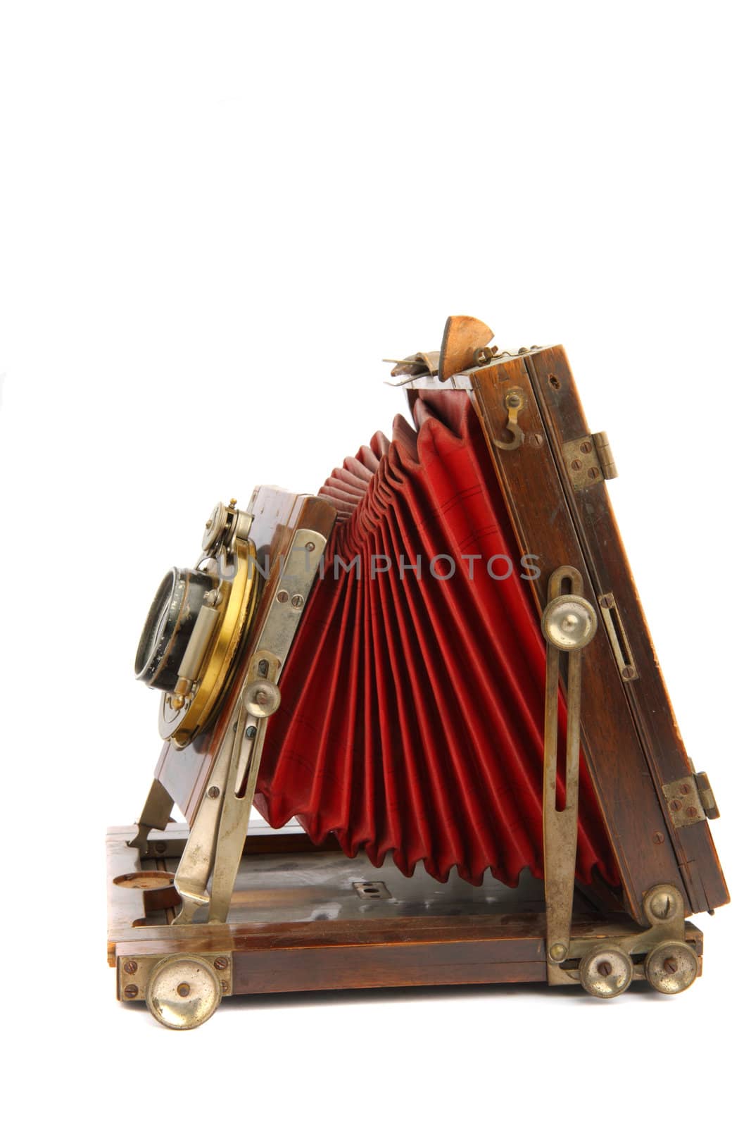 old wooden camera isolated on the white background