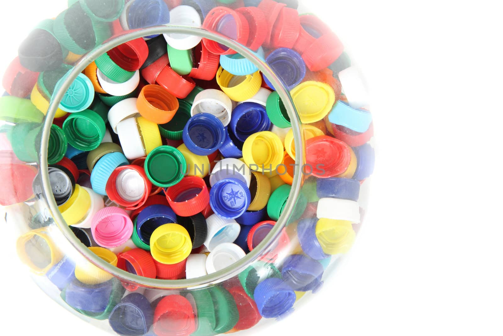 plastic caps isolated on the white background 