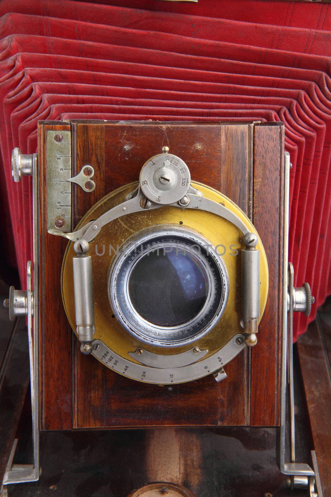 very nice detail of old wooden camera 