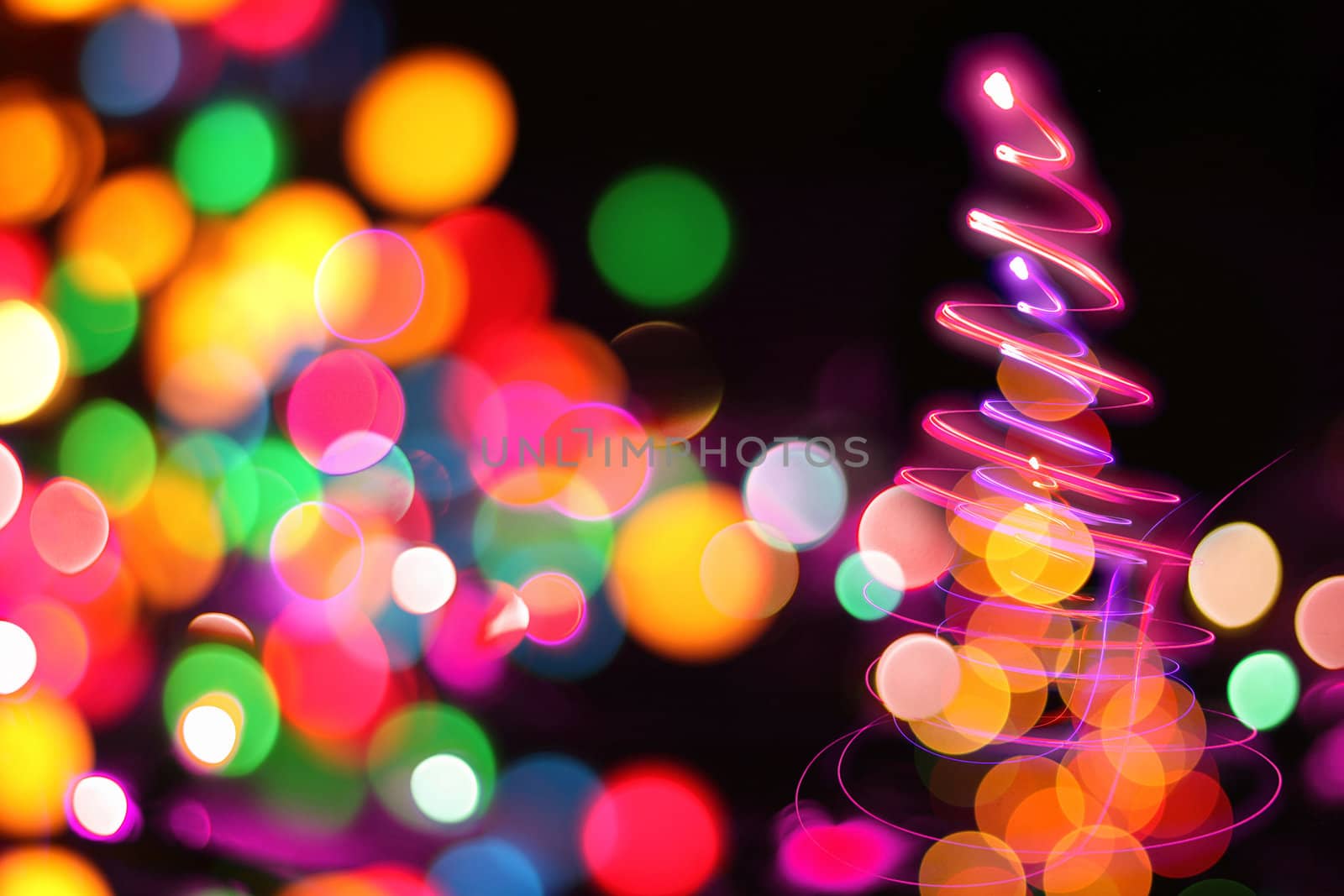 xmas tree (lights) on the black background