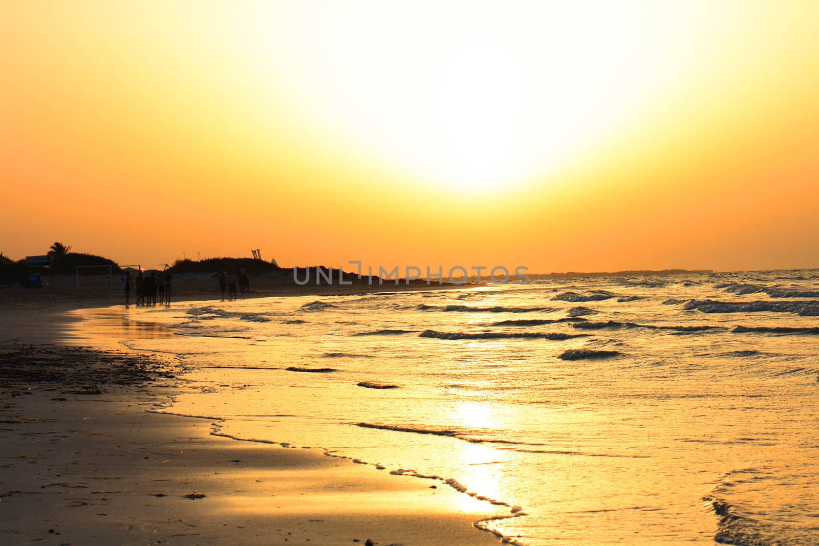 sunset on the Tunisian beach (Djerba island) 