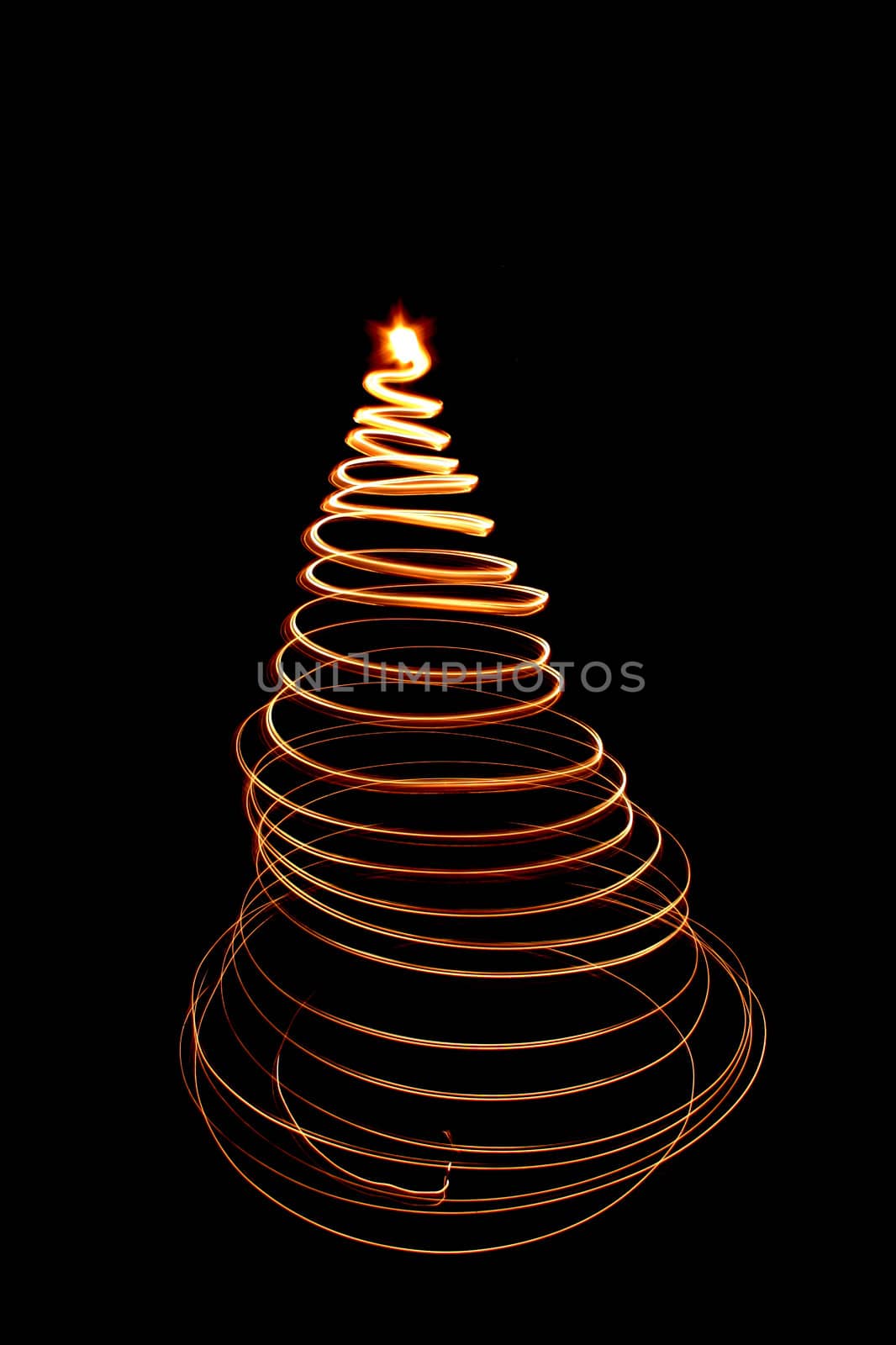 christmas tree as easy light shape isolated on the black background