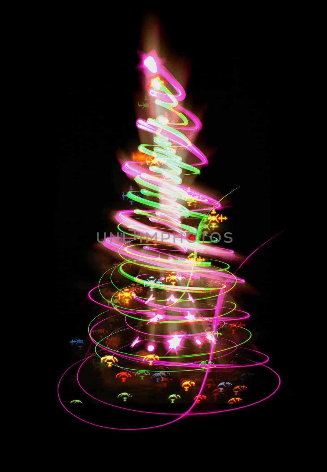 xmas tree (lights) on the black background