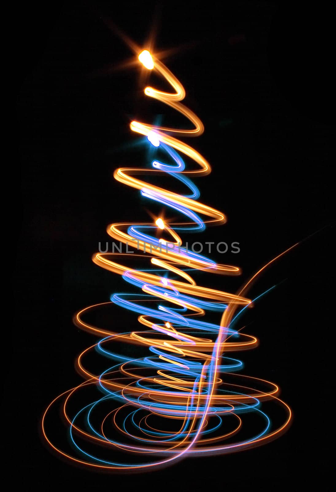 christmas tree (lights) on the black background