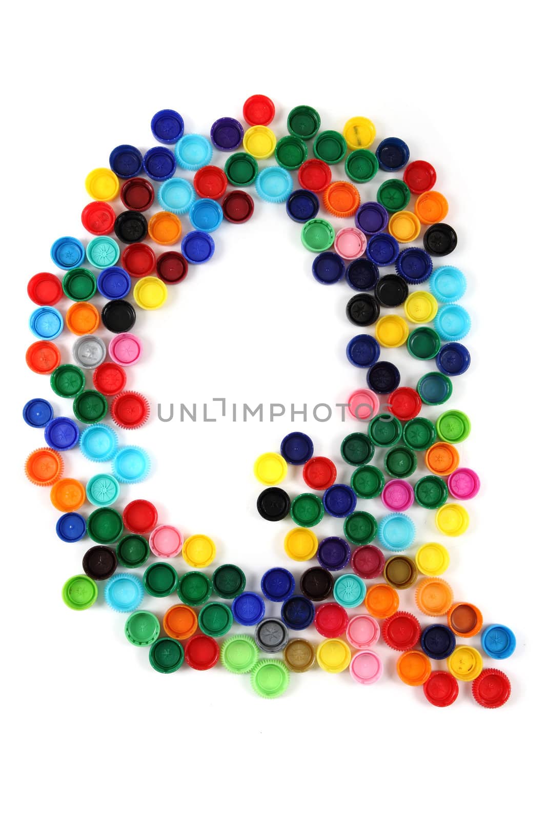 Q letter from plastic alphabet isolated on the white background
