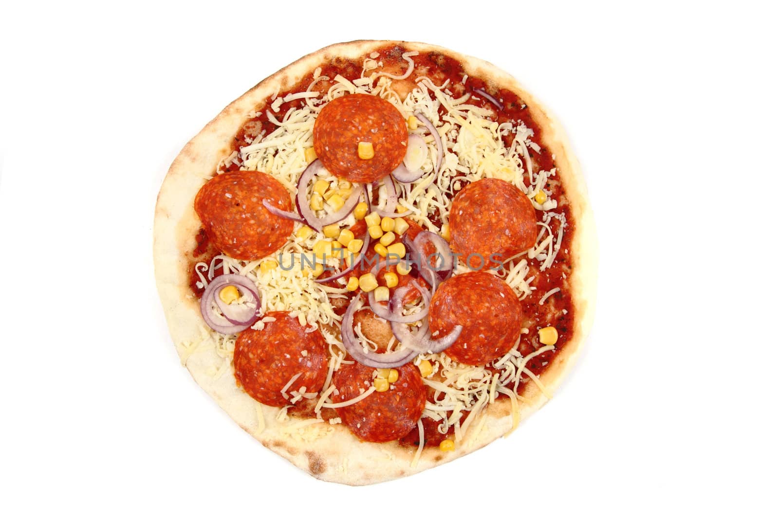 salami pizza aisolated on the white background