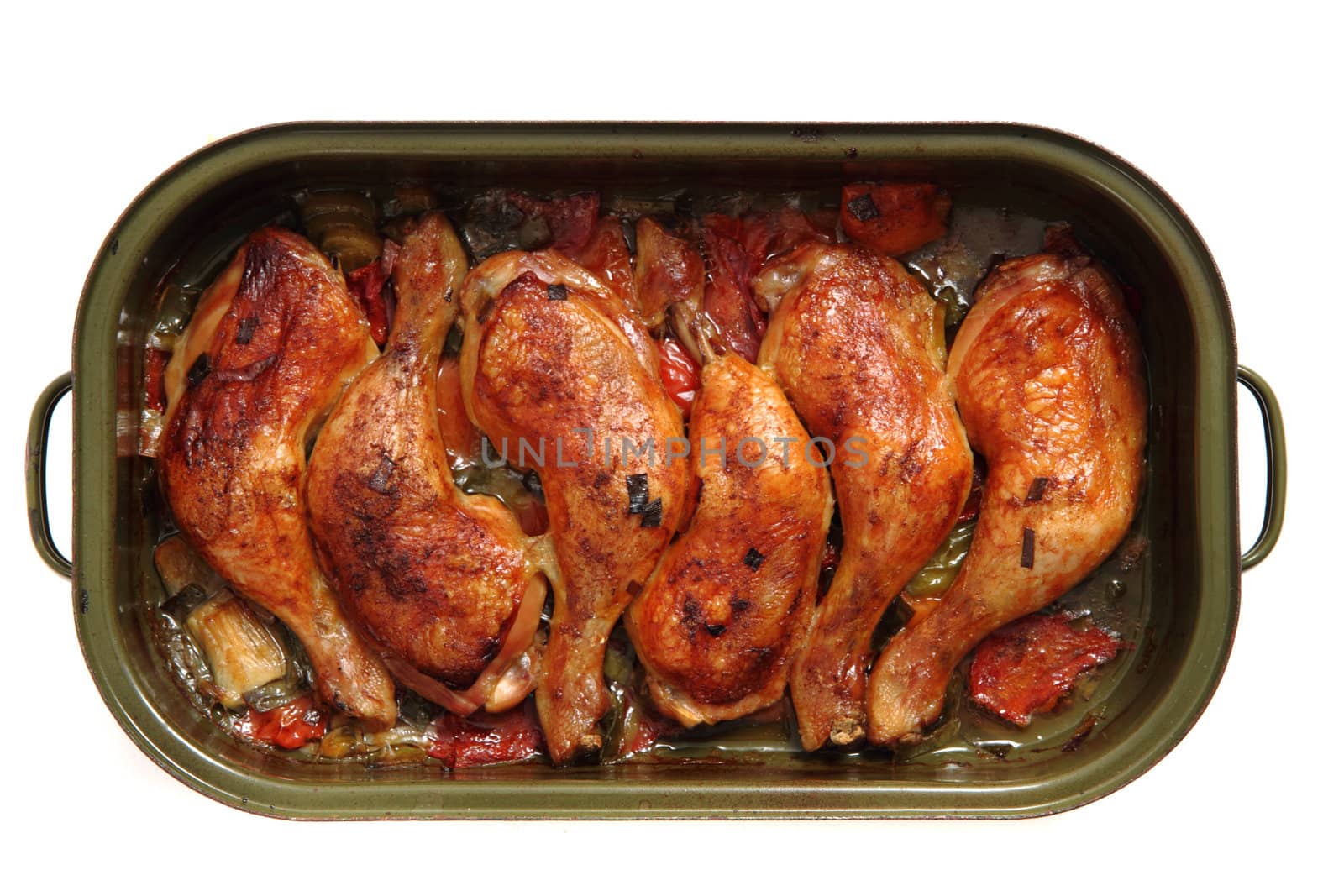 grilled chicken legs isolated on the white background