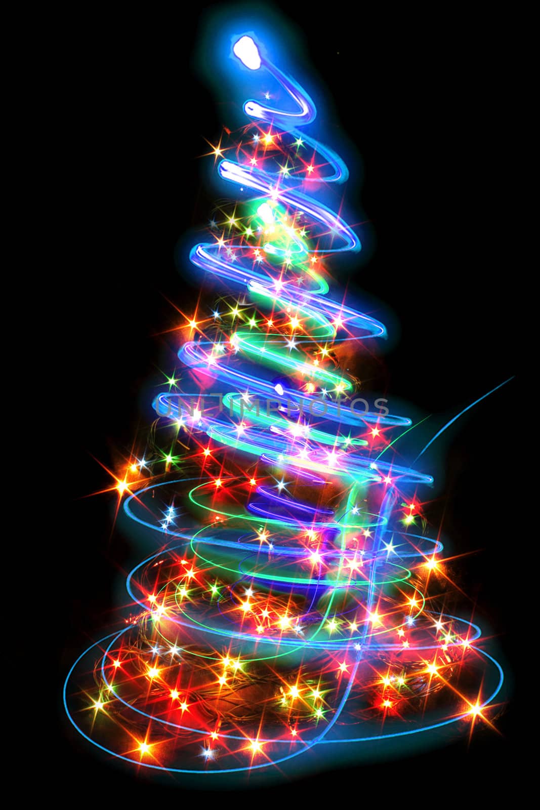 xmas tree (lights) on the black background