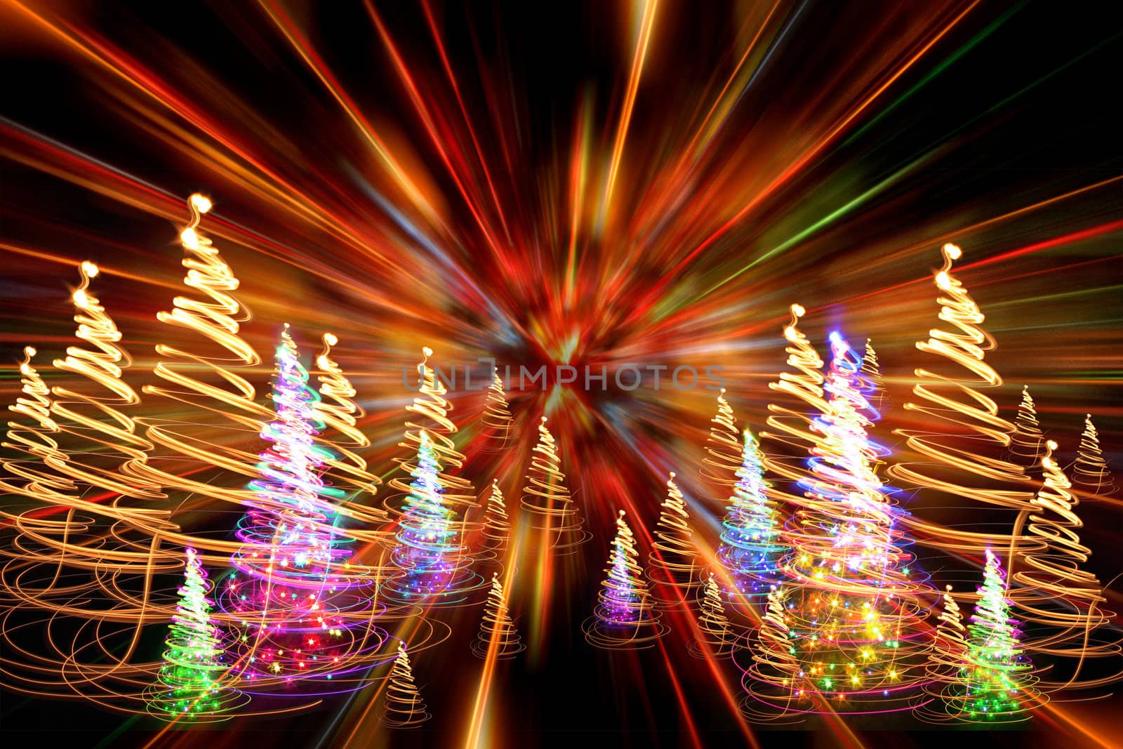 xmas background with christmas tree in the dark
