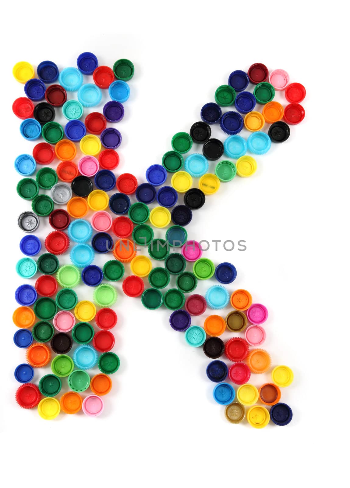 K letter from plastic alphabet isolated on the white background