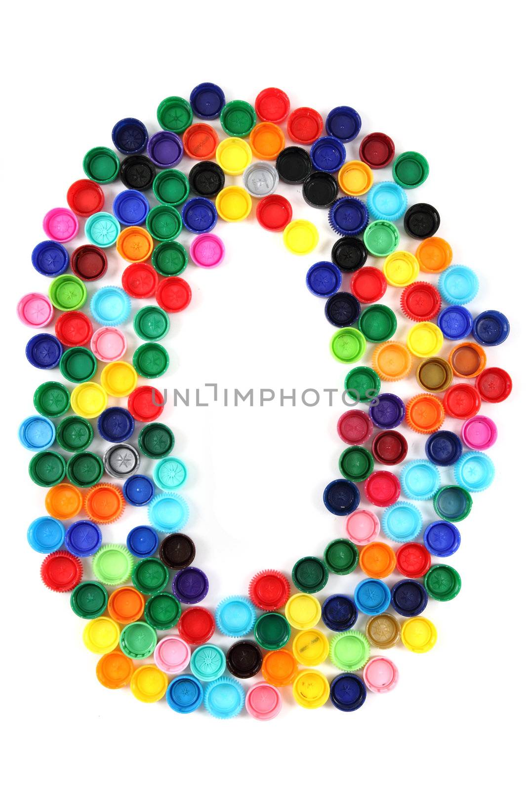 O letter from plastic alphabet isolated on the white background
