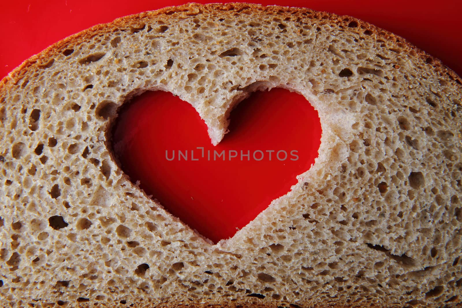valentine heart in the slice of bread