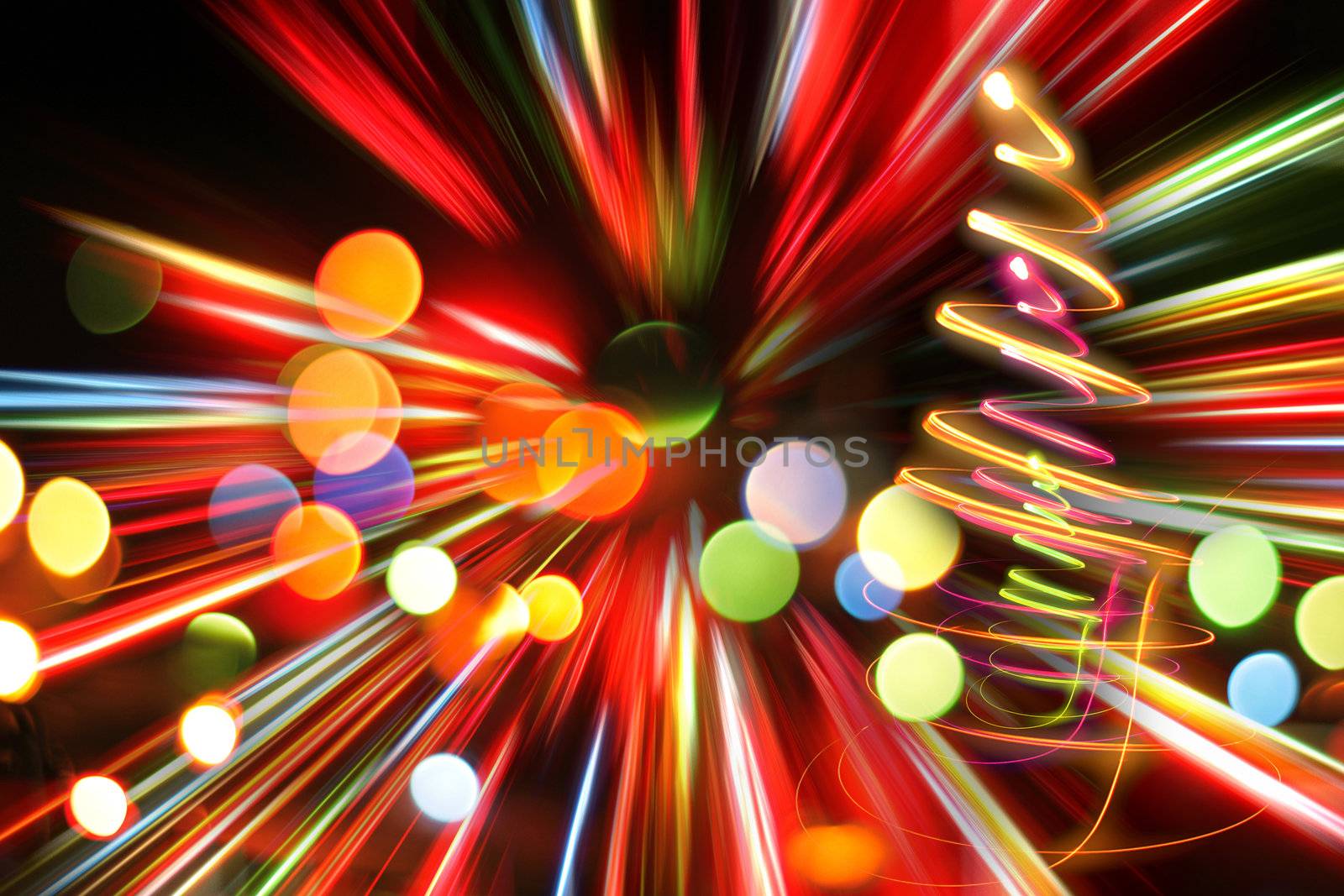 christmas tree from the color lights as nice xmas background