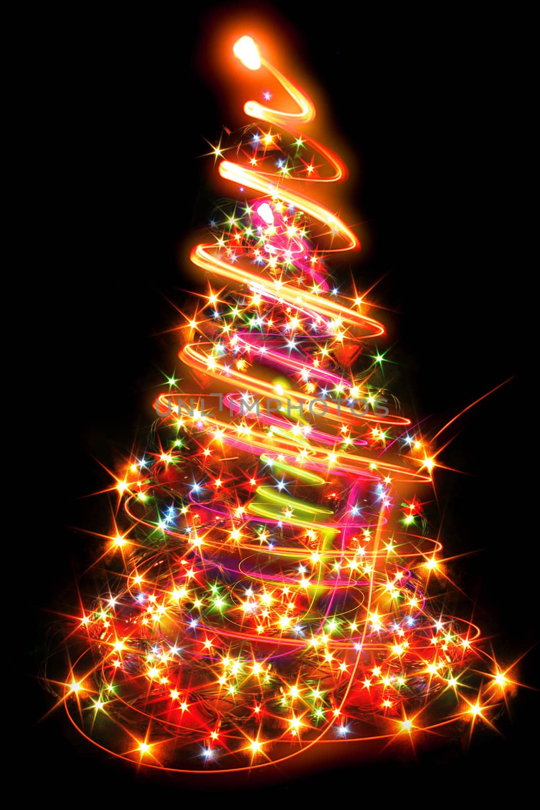 xmas tree (lights) on the black background